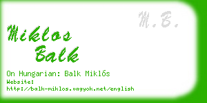 miklos balk business card